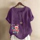 thumbnail image 1 of Fiudx Ofertas Flash Artículos En Oferta Blusa Informal y de Lino con Botones y Manga Corta Estampada para Mujer, 1 of 4