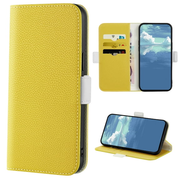 Compatible with Samsung Galaxy S20 FE Wallet Case, Shockproof Flip Folio Premium PU Leather Wallet Cover with Card Slots Invisible Kickstand Magnetic Closure for Samsung Galaxy S20 FE,Yellow