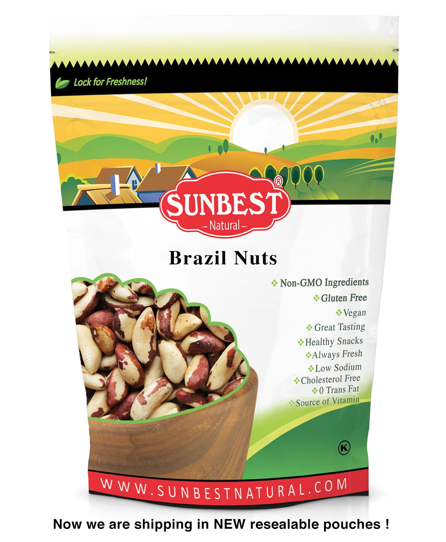 SunBest Raw Shelled Brazil Nuts 3 Lb Whole & Unsalted in Resealable Bag