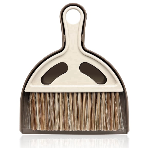Zthluyc Small Mini Hand Broom Dustpan - Small Dustpan and Brush Set,Mini Broom and Dustpan Set, Hand Broom and Dustpan Set,Mini Dustpan and Brush Set for Cat Litter, Kitchen, Tables, Cars - Brown