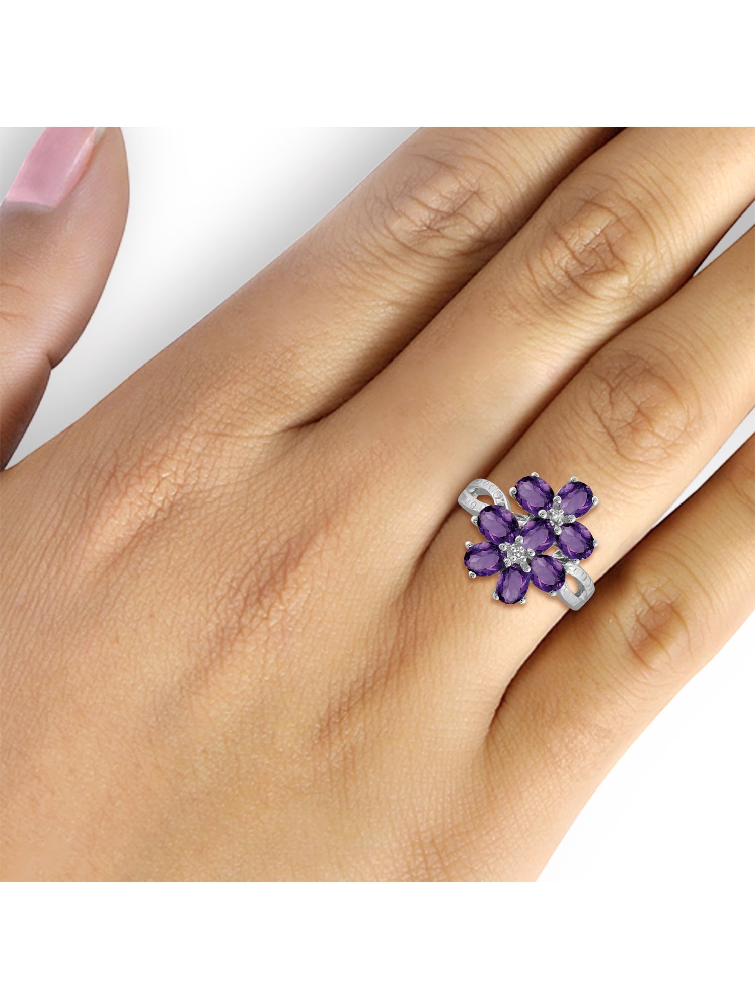 JewelersClub 1 3/4 Carat T.G.W. Amethyst And White Diamond Accent Sterling Silver Ring