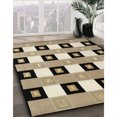 thumbnail image 2 of Ahgly Company Indoor Round Contemporary Light French Beige Brown Checkered Area Rugs, 5' Round, 2 of 6