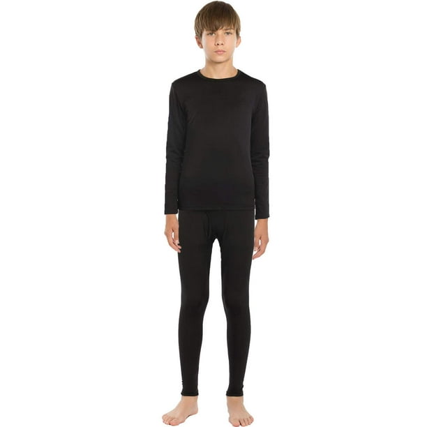 ViCherub Thermal Underwear Set for Boys Long Johns Fleece Lined Kids Base  Layer Thermals Sets Boy Black XS 