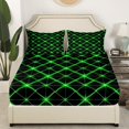 thumbnail image 3 of Erosebridal Teens Abstract Queen Sheet Sets, Green Strpied Geometry Bedding Queen Size, Modern Fashion Decor, 3 of 7
