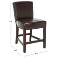 thumbnail image 3 of SAFAVIEH Ken Square Mid Back Counter Stool, Brown, 3 of 15