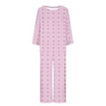 thumbnail image 3 of TIMIFIS Pyjama Grande Taille pour Femmes Ensemble Saint-Valentin Détente Mignon Imprimé Cœur Col Rond Manches Longues avec Pantalon Ensembles de Pjs Ensembles de Pyjamas pour Dames, 3 of 3