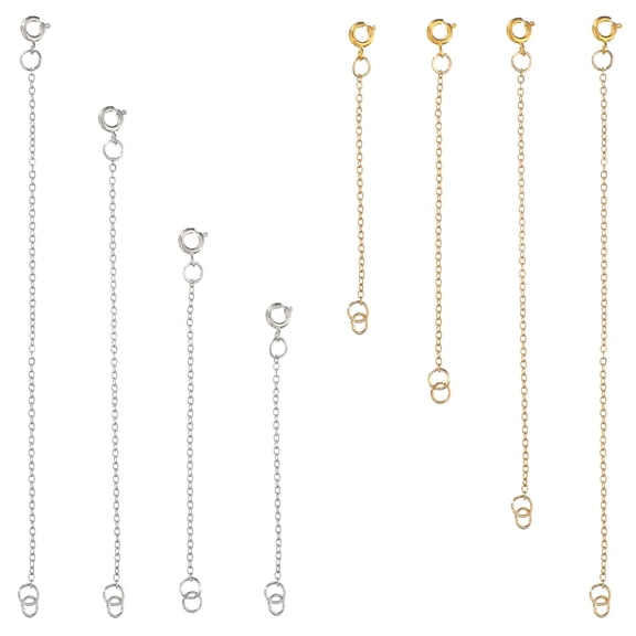 Uxcell 2/3/4/5 inch Necklace Extender, 8 Pack Chain Extenders, Golden Silver