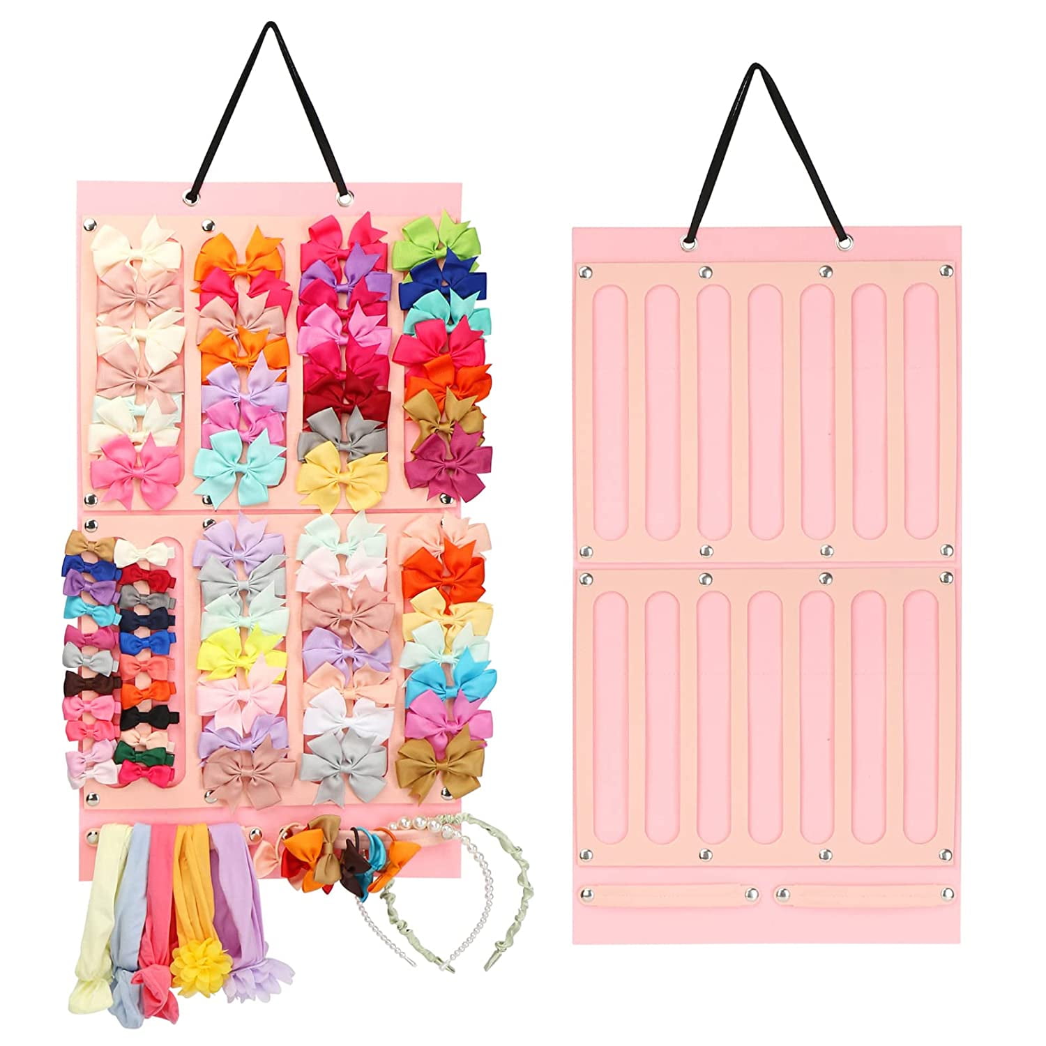 Hair Bow Holder Organizer for Girls - Pink Cotton Ribbons - Headband, Hair  Tie, Clip, Bow Organizers - Baby Hair Accessories Storage Display 
