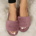 thumbnail image 5 of Fuzzy House Slippers for Women Soft & Comfortable Womens Slippers with Open Toe Solid Color Casual Slip on Footwear for Indoor & Outdoor, 5 of 8