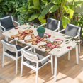 thumbnail image 2 of Gingerbread Christmas Table Cloths for 4 Foot Rectangle Tables, Xmas Balls Branches Farmhouse Patio Waterproof Elastic Fitted Tablecloths, Washable Rectangular Table Cover for Camping, 2 of 8