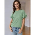 thumbnail image 6 of Womens Short Sleeve Tops Bean Green XL, 6 of 7