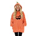 thumbnail image 2 of Gpaecead Pumpkin Hoodie Blanket 2 In 1 Pillow Wearable Hoodie Blanket Oversized Sweatshirt Long Sleeve Holiday Pullover Orange, 2 of 9