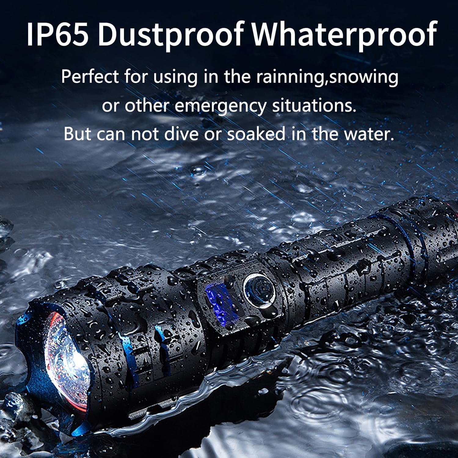 Handheld Rechargeable Flashlights High Lumens, Xhp70.2 Tactical Waterproof Flashlights, 12 Hours Runtime for Home, Camping, Walking, Hiking, Emergencies, Black