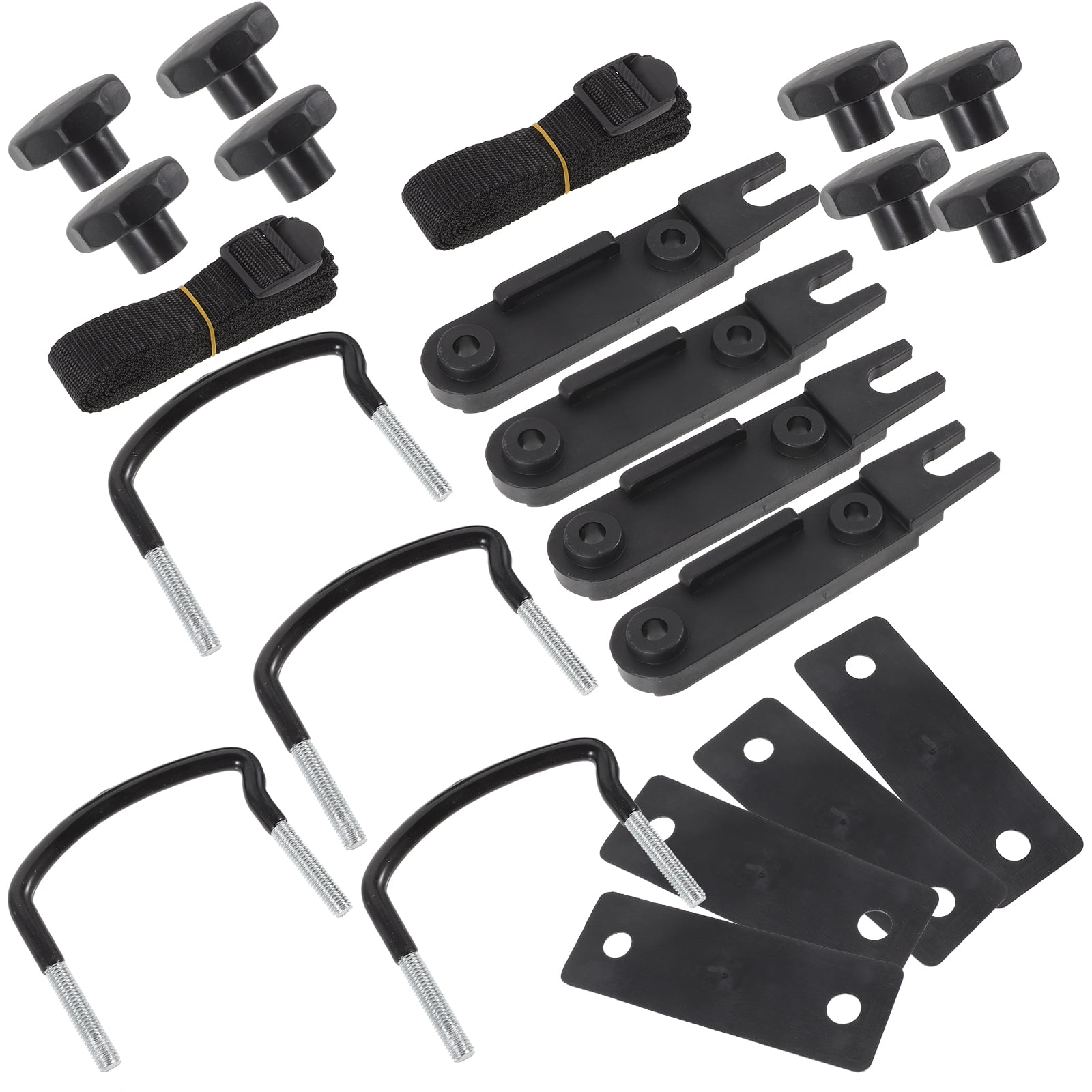 4 PCS Roof Box U-Bolt Clamps, Universal Metal Rooftop Cargo Carrier Rack Bolts, Car Van Mounting Fitting Kit, U-Bracket Clips with 8 Lock Nuts