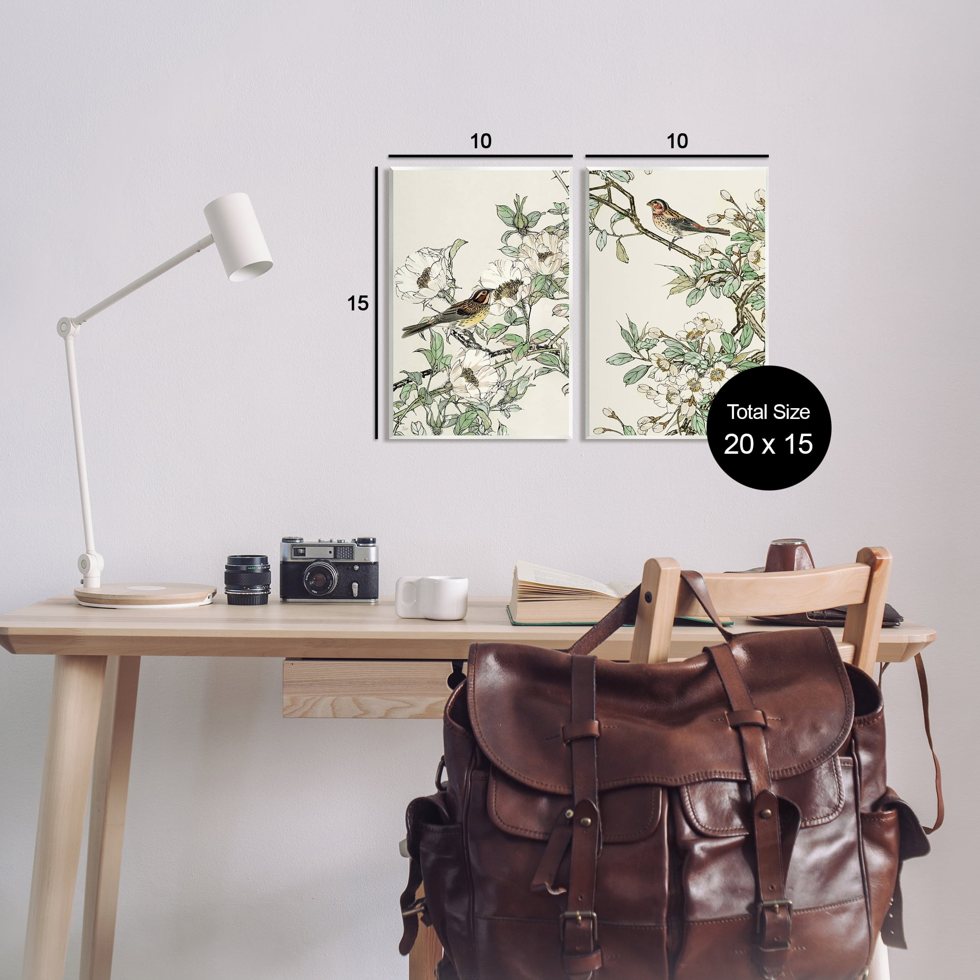 Stupell Industries Classic Sparrow on Blossoms Animals & Insects Painting Unframed Art Print Wall Art, 10 x 15, Set of 2