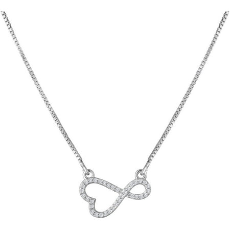 Sterling Silver Little Jewel in Sideways Infinity Heart Pendant
