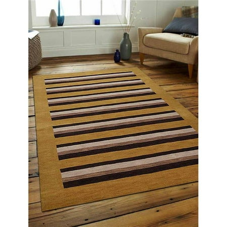 8 X 10 Ft Contemporary Hand Knotted Loom Wool Area Rug 44 Gold Brown Walmart Canada