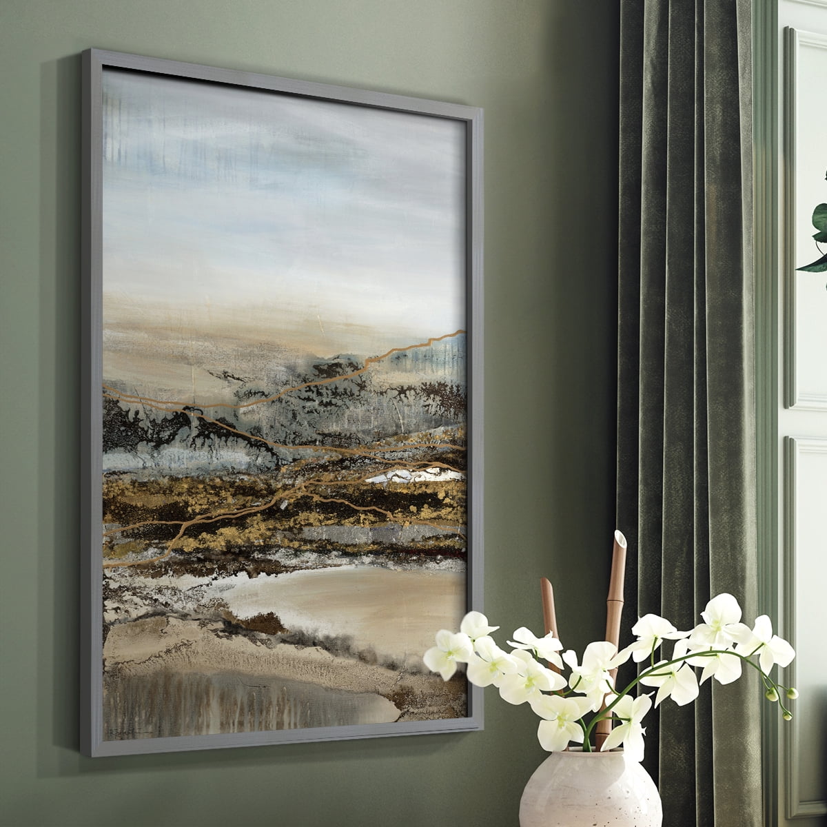 Annual Journey Framed Print in Gray Solid Wood Framed Print No Nail Hanging