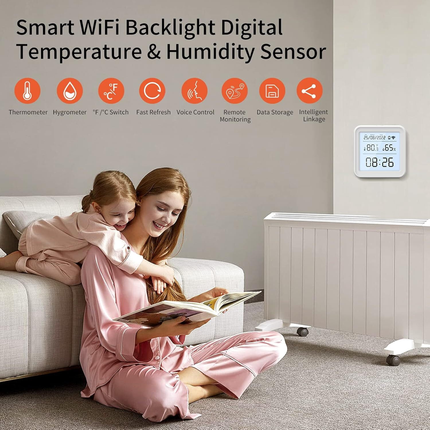 WiFi Indoor Thermometer Hygrometer, Digital Humidity Meter and Temperature Sensor with App Control, Free Data Storage, Notification Alerts for Home, Baby Room, Cellar, Greenhouse