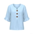 thumbnail image 4 of Kelon Short Sleeve Womens Linen Cotton Tops Vacation Casual Outfits Blouses Dressy Casual Summer Outfits 2026, 4 of 4