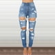 thumbnail image 1 of WILLBEST Jeans Mujer Pantalones Vaqueros Rasgados de Cintura Alta para Mujer, Elásticos y Desgastados, para Jóvenes, Con Un Ajuste Cómodo E Informal. Grande, 1 of 6