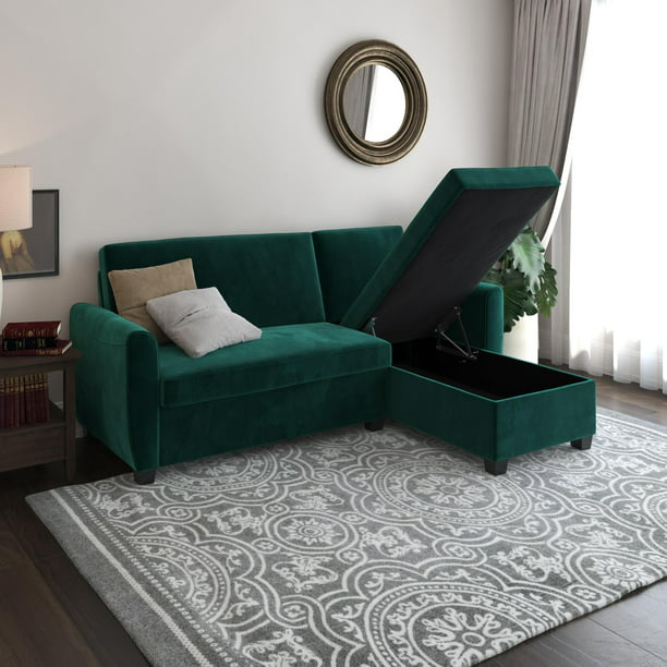 Dhp Noah Sectional Sofa Bed With, Green Sectional Sofa Living Room