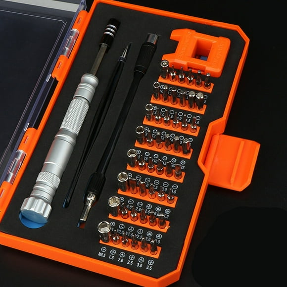 52-Piece Precision Screwdriver Kit with Locking Function - Chromium Vanadium Steel Tools for Repairing Smartphones, Laptops, Watches & Eyeglasses - Compact 7.68" x 4.53" x 1.38" Orange Storage Case -