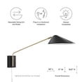 thumbnail image 3 of Pemberly Row 24" 1-Light Modern Metal Swing Arm Wall Sconce in Black, 3 of 7