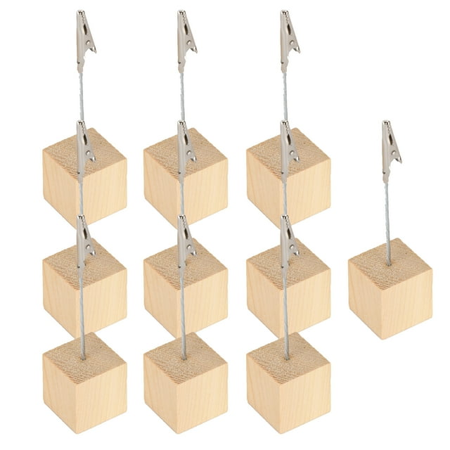 Clips Mémo, 10 Pcs Pince à Notes en Bois Support de Cartes de Table Pince à Notes Caractéristiques de Pointe