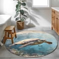 thumbnail image 4 of Area Rug 48in, Retro Ocean Sea Turtle Coral Reef Floor Carpet Living Room Rug, Underwater World Animal Non-Slip Welcome Mat Indoor Rugs for Bedroom Dining Room, 4 of 9