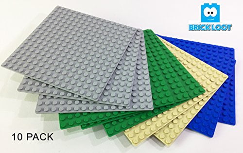 10 Pack Compatible 5 X 5 inches Baseplates 16 x 16 dots base plates - Variety Pack by Brick Loot