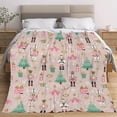 thumbnail image 4 of Cozy Pink Nutcracker Christmas Blanket - Soft Plush Flannel, Festive Holiday Design with Gingerbread House and Snowflakes, 4 of 4