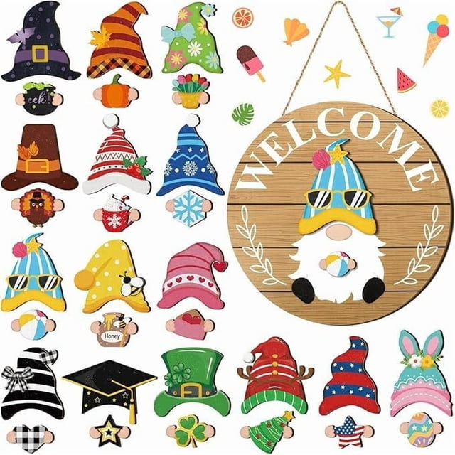 Yhmxh Home Decor Interchangeable Wooden Decorations For Festivals Christmas And Halloween Wooden Decorations Welcome Home Decorations Spring Decor