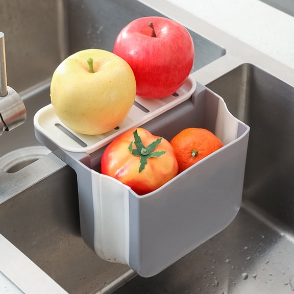 BESTYASH Grey Sink Basket for Kitchen Use, Scalable Fruit and Vegetable Drainage Strainer, and Practical