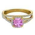 thumbnail image 2 of Mauli Jewels Rings for Women 0.90 Carat Diamond and Cushion Shaped Pink 4-prong 10K Yellow Gold, 2 of 7