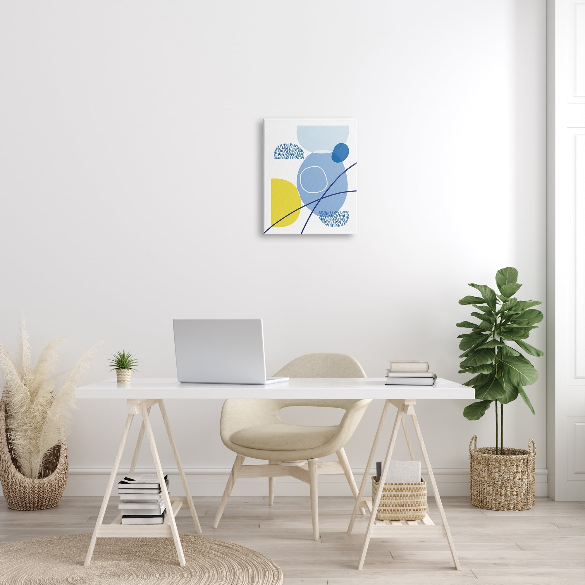 Stupell Industries Rainy Day Modern Shape Abstraction Blue Yellow Curves, 16 x 20, Design by Urban Epiphany