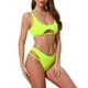 thumbnail image 4 of INSPIRAR CHIC Conjuntos de Bikini de Corte con Espalda al Descubierto para Mujeres de 2 Piezas, Top de Cuello Redondo y Parte Inferior Triangular, Trajes de Baño en Amarillo Fluorescente Grande, 4 of 5