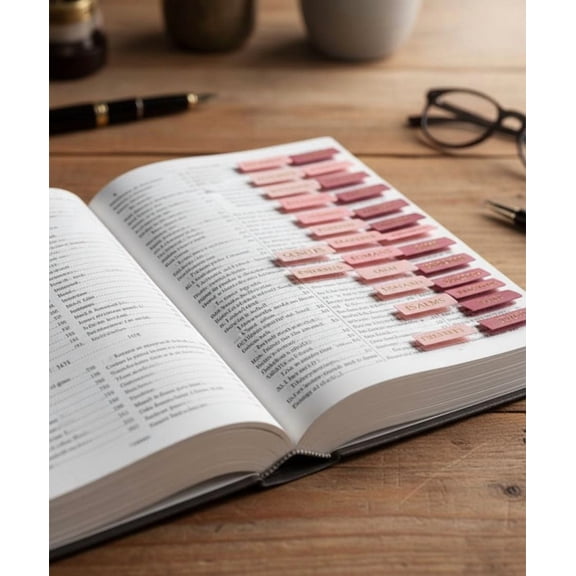 Bible Tabs for Women & Men, Laminated Bible Tabs for Study Bible, Large Print Bible Tabs for Easy Navigation, Bible Index Tabs, 66 Tabs Old & New Testament, Extra 9 Blank Tabs - Blush