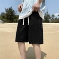 thumbnail image 2 of Migroa Men's Denim Shorts Baggy Jean Shorts Elastic Drawstring Waist Baggy Jorts Streetwear Summer Casual Loose Fit Wide Straight Leg Jorts Black L, 2 of 8