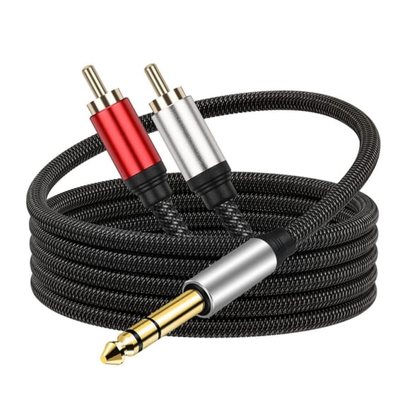 2RCA to 6.35mm AUXs Cable, 6.35mm 1/4 to 2RCA Male Headphone Adapter Y Splitter Stereo Sound Cord for Tablets