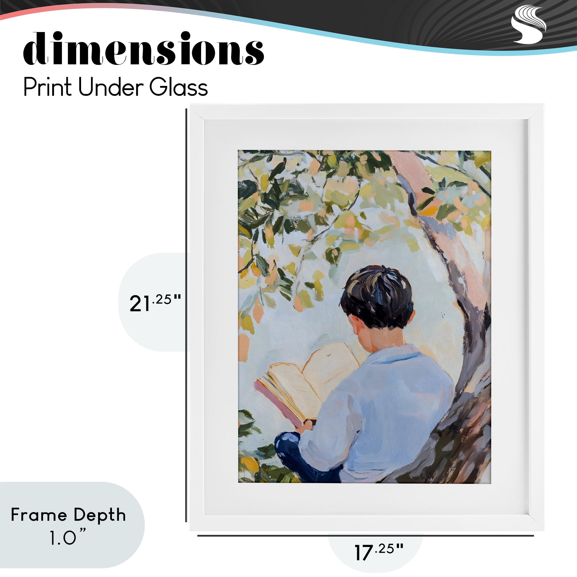 Stupell Industries Boy Reading in Nature White Framed Print Under Glass, design by The Prints Vibe