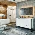 thumbnail image 2 of Eviva Moma 48 Inch White Double Sink Bathroom Vanity with Black Metallic Legs, 2 of 6