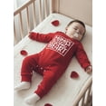 thumbnail image 3 of BemeyourBBs Newborn Baby Boy Girl Valentines Day Outfits Infant Fall Winter Spring Clothes Mama's Sweat Heart  Romper Crew Neck Long Sleeve Letters Heart Print Jumpsuit, 3 of 9