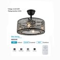 thumbnail image 5 of 18'' Industrial Ceiling Fan w/Light＆ Remote Control, Metal Caged 7-Blades Crystal Chandelier Ceiling Light Fixture Black, 5 of 9