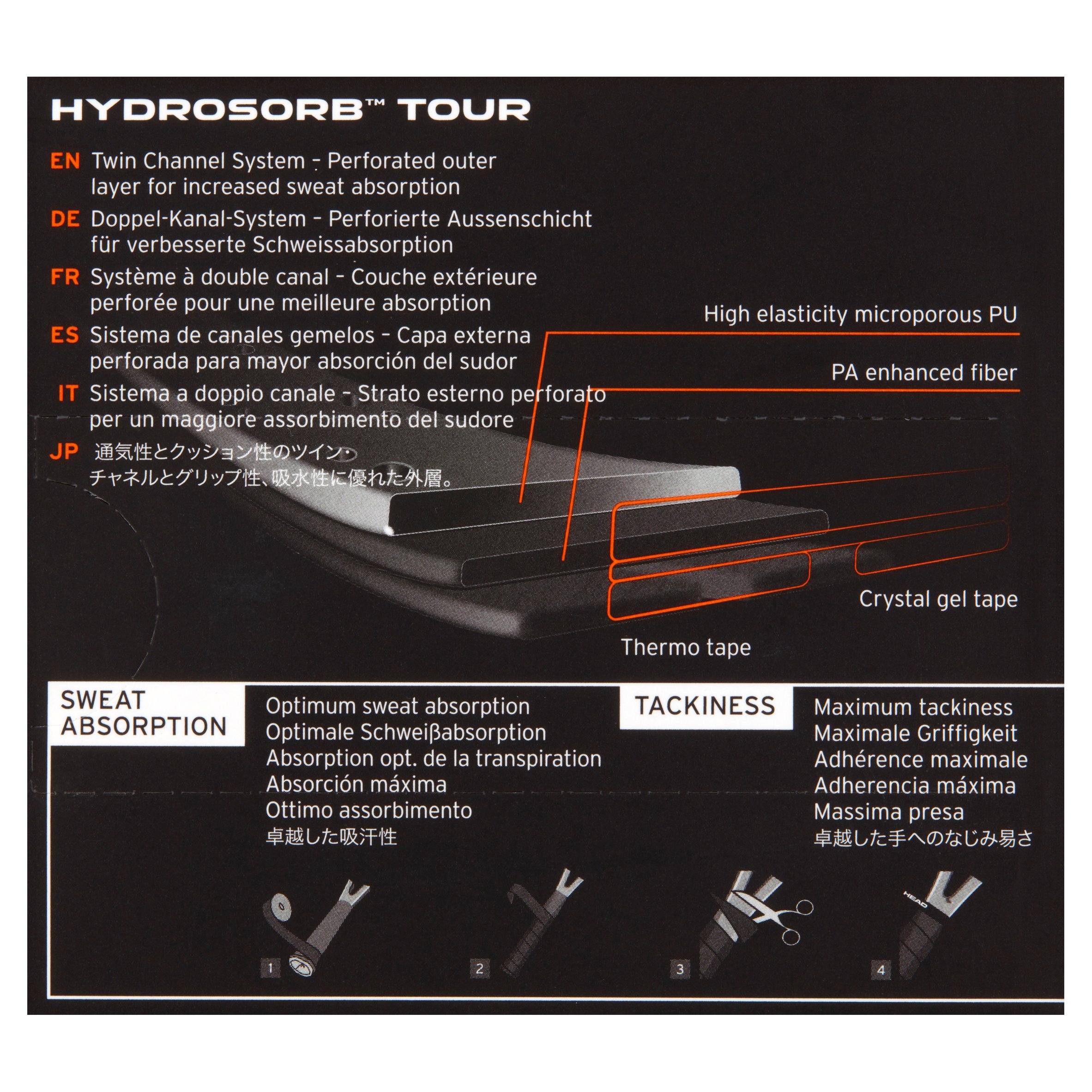 HEAD HydroSorb Tour Replacement Grip, Black - image 4 of 8