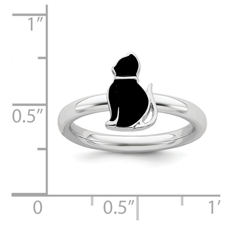 Sterling Silver Stackable Expressions Black Enameled Cat Ring Sterling Silver Stackable Expressions Black Enameled Cat Ring