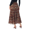 thumbnail image 3 of INSPIRE CHIC Chiffon Floral Skirt for Women's High Waist A-Line Ruffle Hem Pleated Casual Maxi Skirts XS Black, 3 of 6