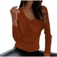 thumbnail image 2 of Suéter de cuello en V para mujer, suéter informal liso de manga larga con cuello en V para mujer, 2 of 8