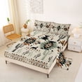 thumbnail image 2 of Erosebridal Green Black Brown Aztec Full Size Sheets, Bohemian Cactus Bed Sheets, 4pcs 1 Flat Sheet, 1 Fitted Sheet and 2 Pillowcases, 2 of 5