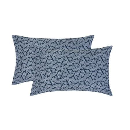 Mainstays Super Soft Brushed Microfiber Pillowcase Set, Navy Blue Hayden Paisley Print, Standard/Queen, 2 Piece